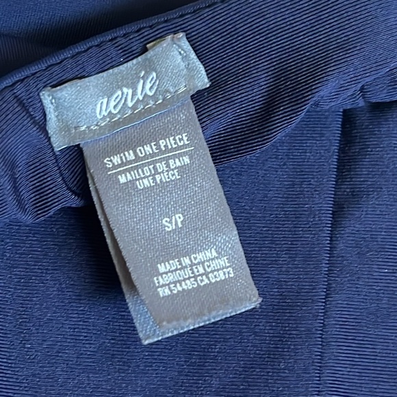 Aerie Maillot De Bain Navy Lace Up Deep Plunge Front One Piece Swimsuit   Size S - Picture 6 of 9